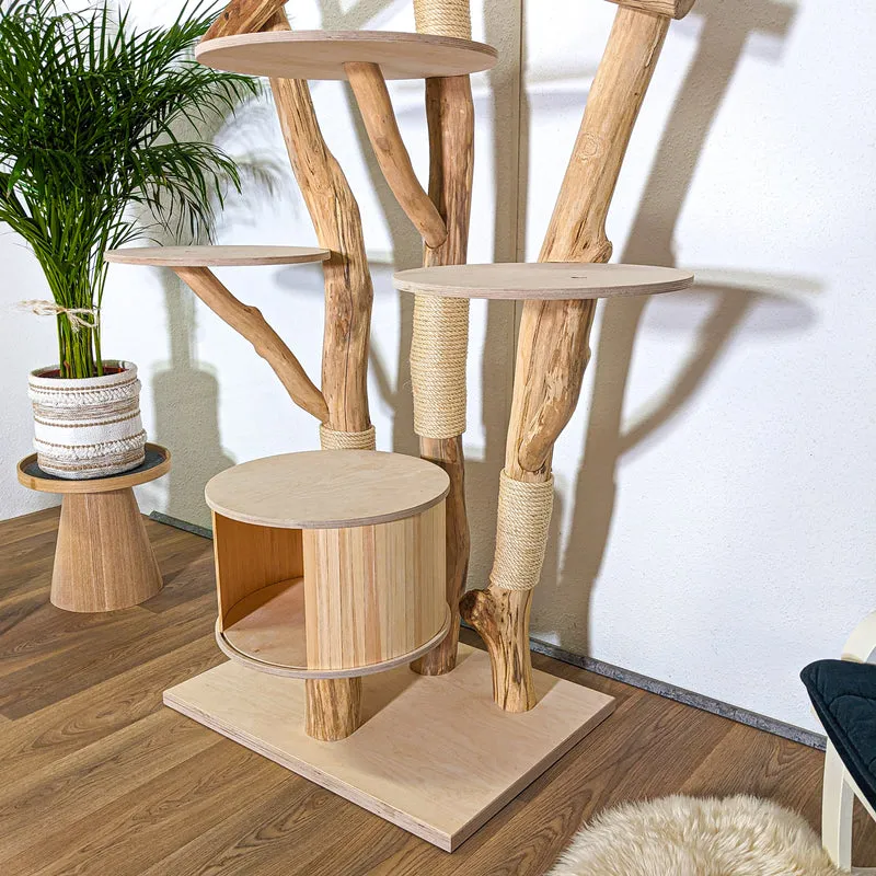 Naturkratzbaum 4370 Kratzbaum Natur Holz Design 188 cm hoch Katzenbaum