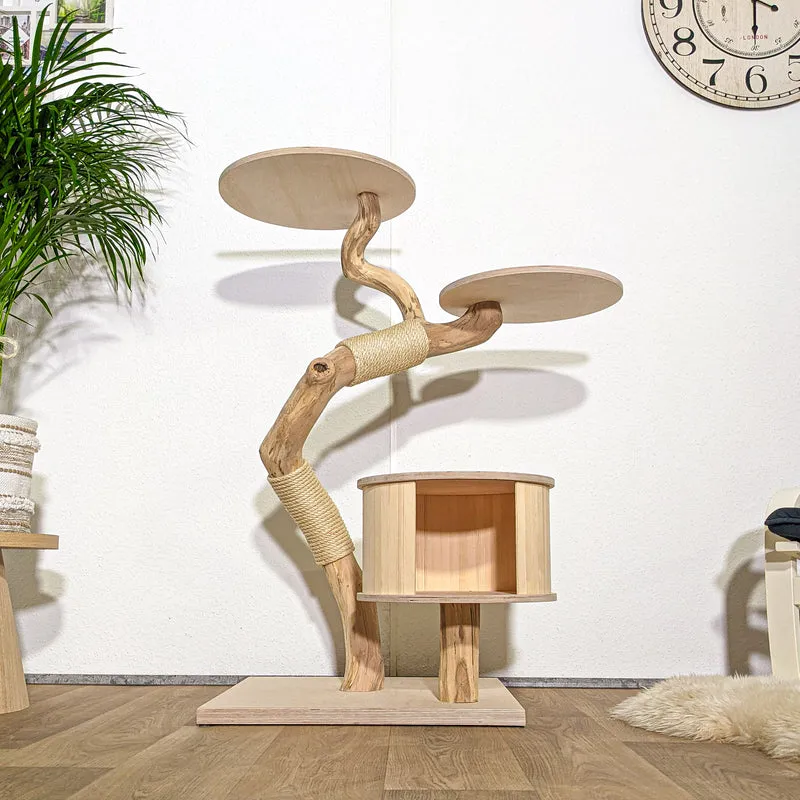 Naturkratzbaum 4366 Kratzbaum Natur Holz Design 118 cm hoch Katzenbaum