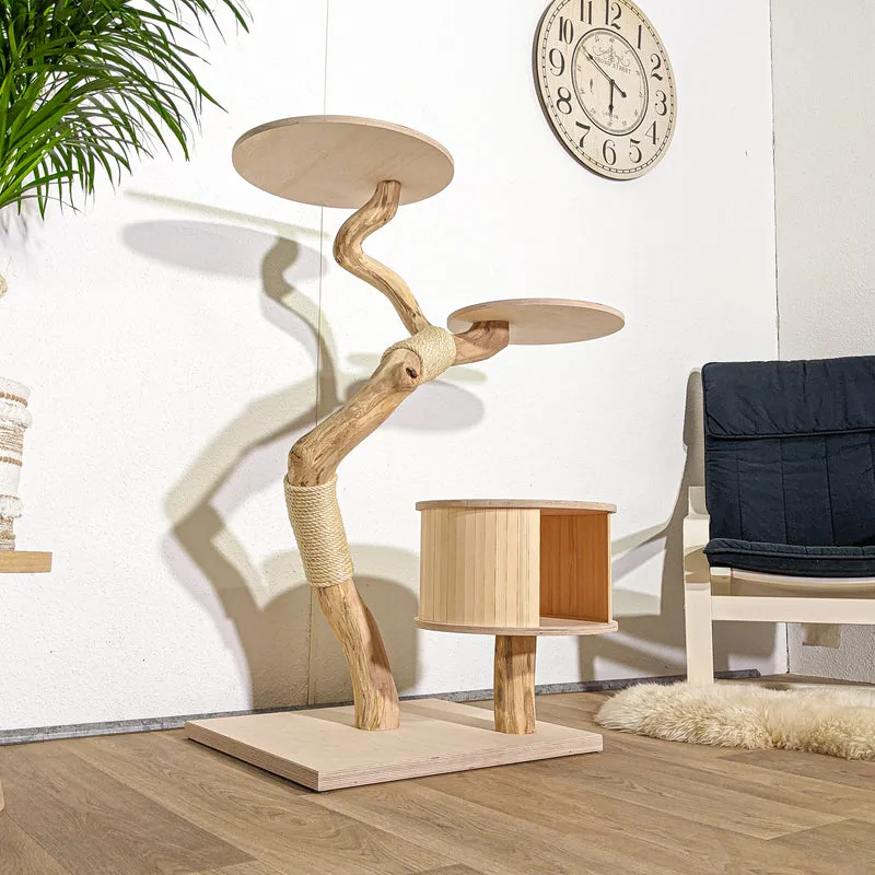 Naturkratzbaum 4366 Kratzbaum Natur Holz Design 118 cm hoch Katzenbaum