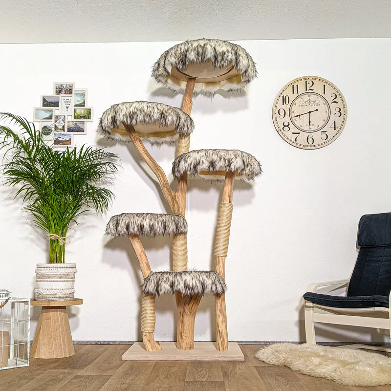 RESERVIERT - Naturkratzbaum 4360 Kratzbaum Natur Holz Design 205 cm hoch Katzenbaum
