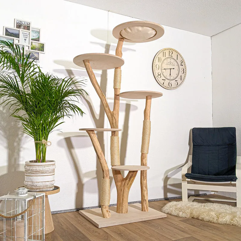 RESERVIERT - Naturkratzbaum 4360 Kratzbaum Natur Holz Design 205 cm hoch Katzenbaum