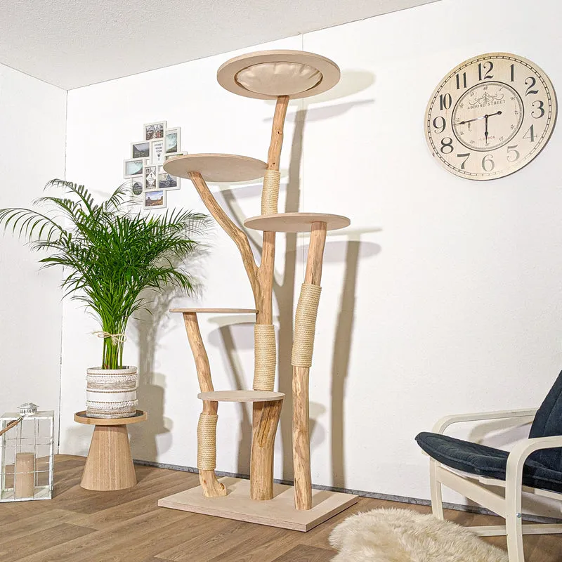RESERVIERT - Naturkratzbaum 4360 Kratzbaum Natur Holz Design 205 cm hoch Katzenbaum