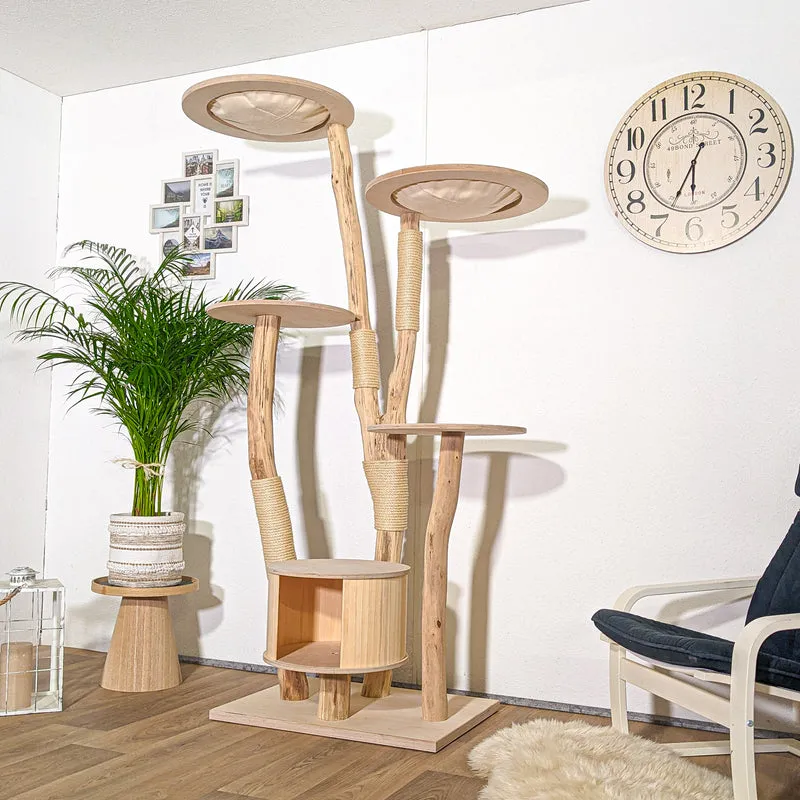 RESERVIERT - Naturkratzbaum 4354 Kratzbaum Natur Holz Design 205 cm hoch Katzenbaum