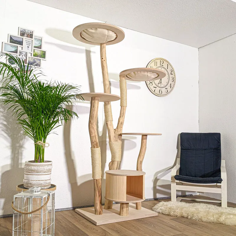 RESERVIERT - Naturkratzbaum 4354 Kratzbaum Natur Holz Design 205 cm hoch Katzenbaum