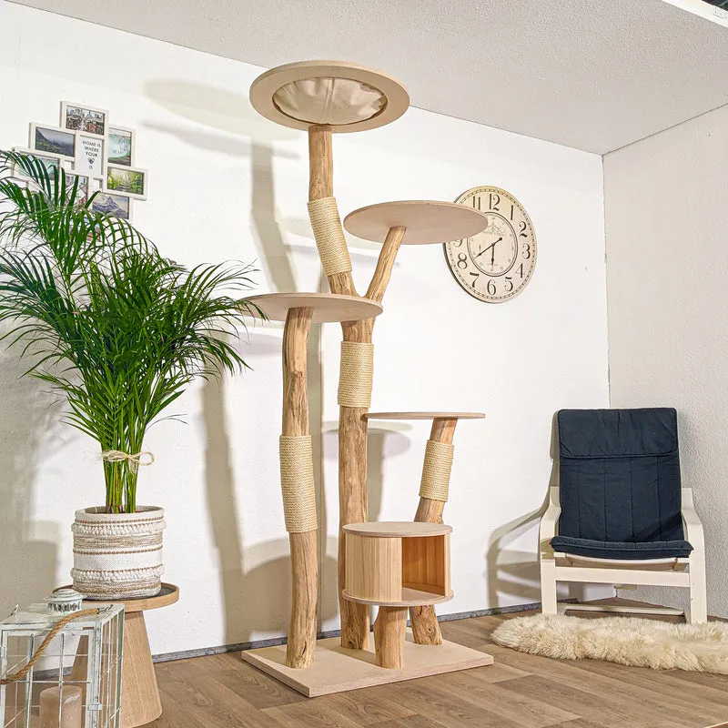 Naturkratzbaum 4348 Kratzbaum Natur Holz Design 210 cm hoch Katzenbaum