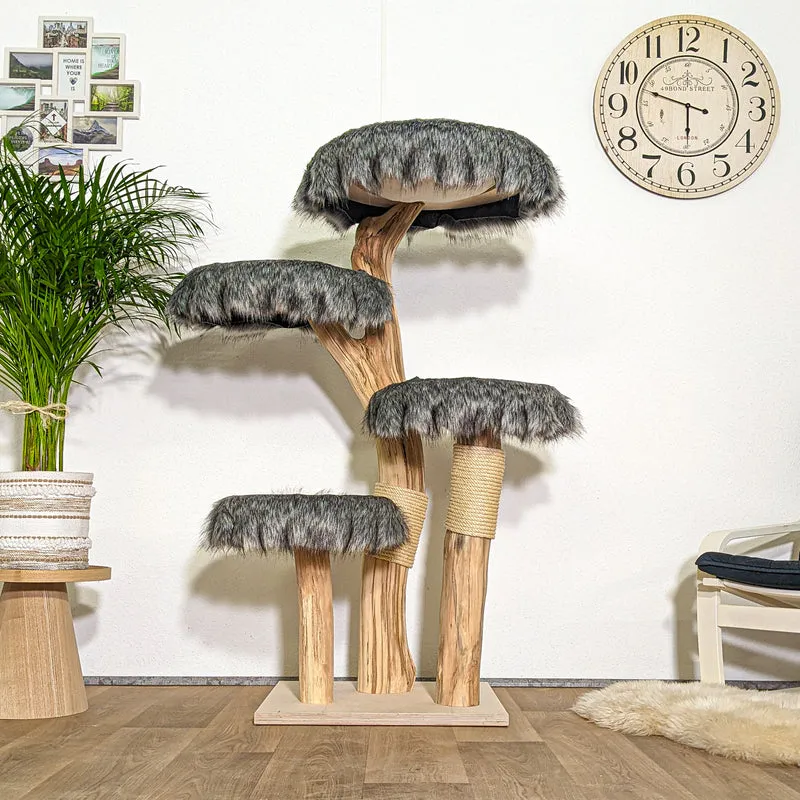 Naturkratzbaum 4344 Kratzbaum Natur Holz Design 145 cm hoch Katzenbaum