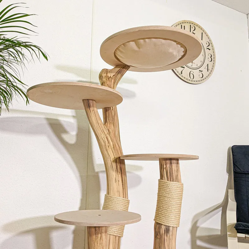 Naturkratzbaum 4344 Kratzbaum Natur Holz Design 145 cm hoch Katzenbaum