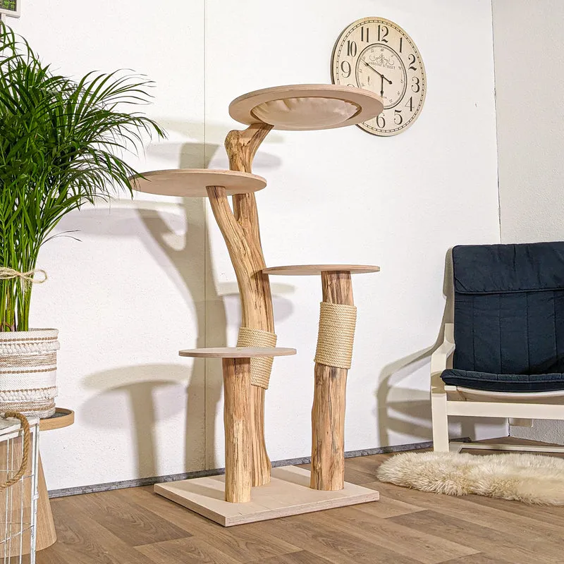 Naturkratzbaum 4344 Kratzbaum Natur Holz Design 145 cm hoch Katzenbaum