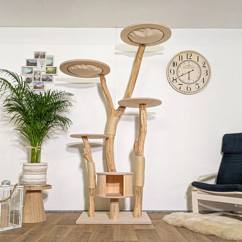 Naturkratzbaum 4343 Kratzbaum Natur Holz Design 210 cm hoch Katzenbaum
