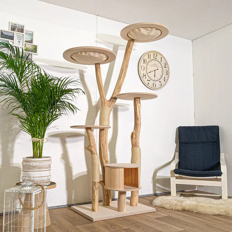 Naturkratzbaum 4343 Kratzbaum Natur Holz Design 210 cm hoch Katzenbaum