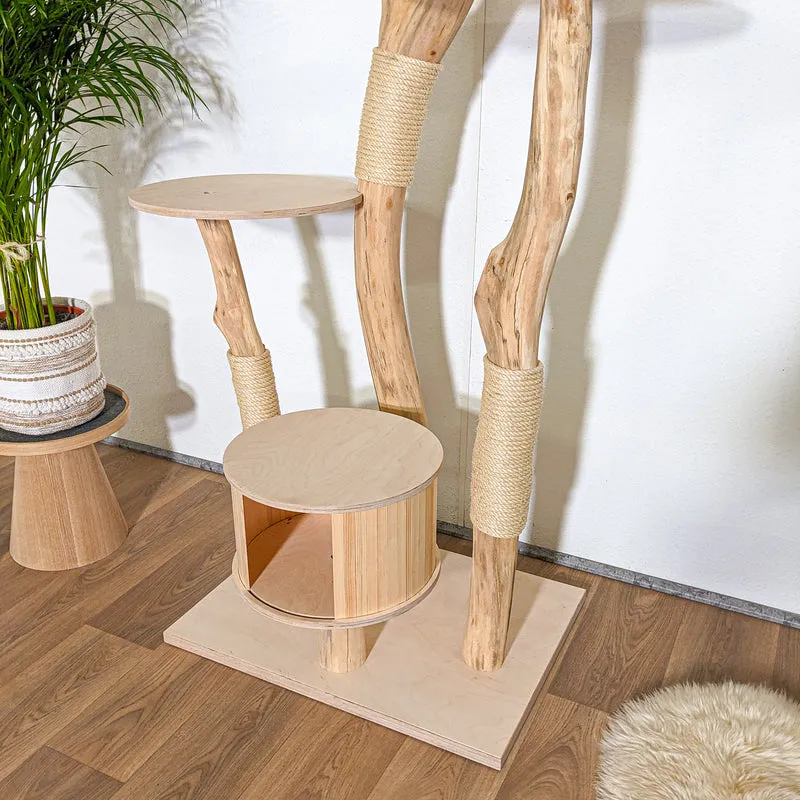 Naturkratzbaum 4343 Kratzbaum Natur Holz Design 210 cm hoch Katzenbaum