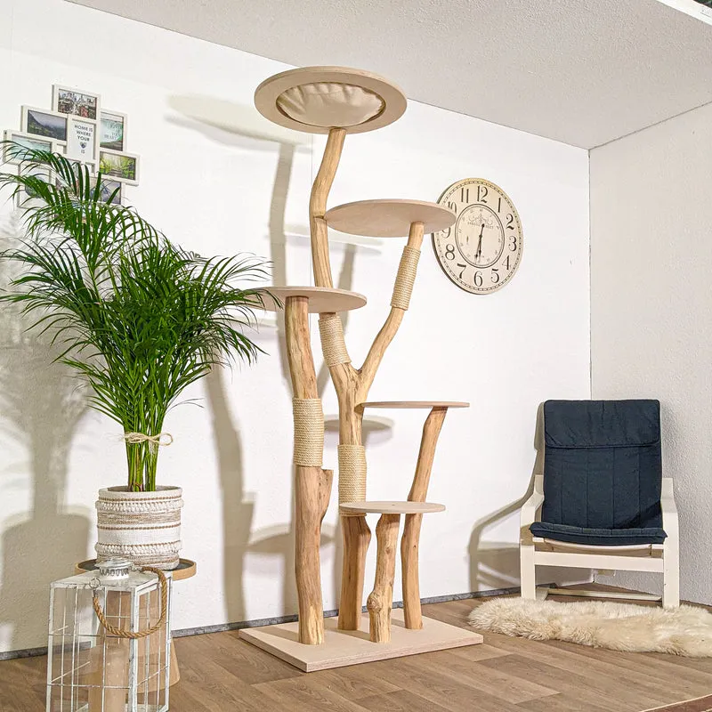 Naturkratzbaum 4342 Kratzbaum Natur Holz Design 205 cm hoch Katzenbaum