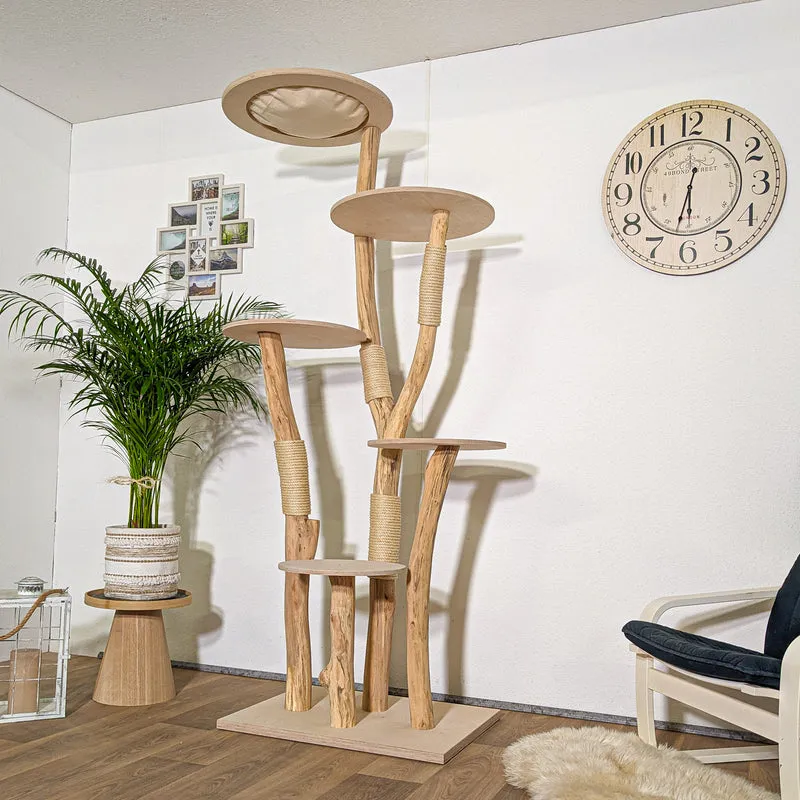 Naturkratzbaum 4342 Kratzbaum Natur Holz Design 205 cm hoch Katzenbaum