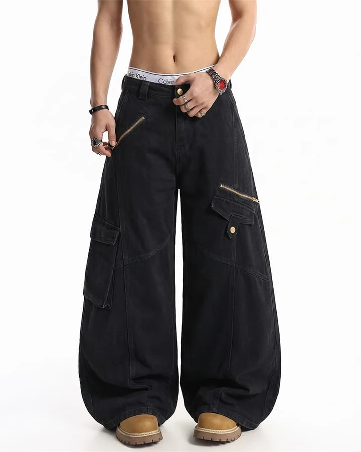 KIIKIO Utility Zipper Multi-Pocket Baggy Cargo Pants