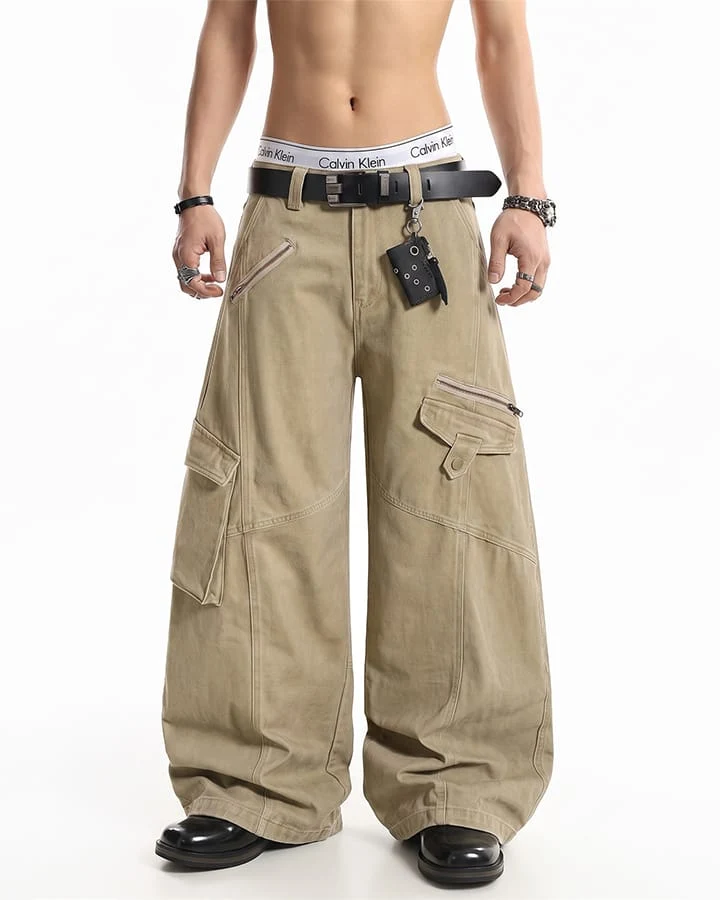 KIIKIO Utility Zipper Multi-Pocket Baggy Cargo Pants
