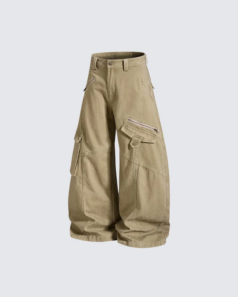 KIIKIO Utility Zipper Multi-Pocket Baggy Cargo Pants