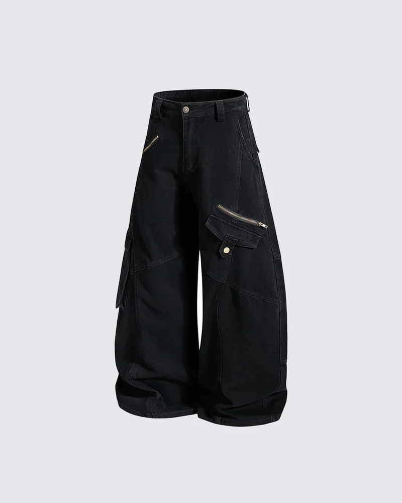 KIIKIO Utility Zipper Multi-Pocket Baggy Cargo Pants