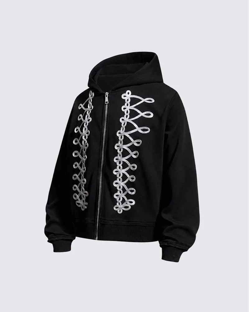 KIIKIO Street Hip-Hop Heavyweight Zip Hoodie