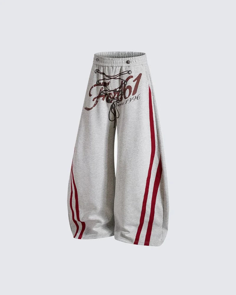 KIIKIO Y2K Lace-Up Stripe Curved Blade Pants