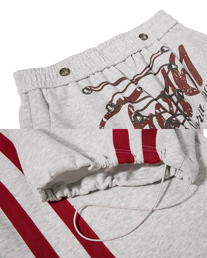KIIKIO Y2K Lace-Up Stripe Curved Blade Pants