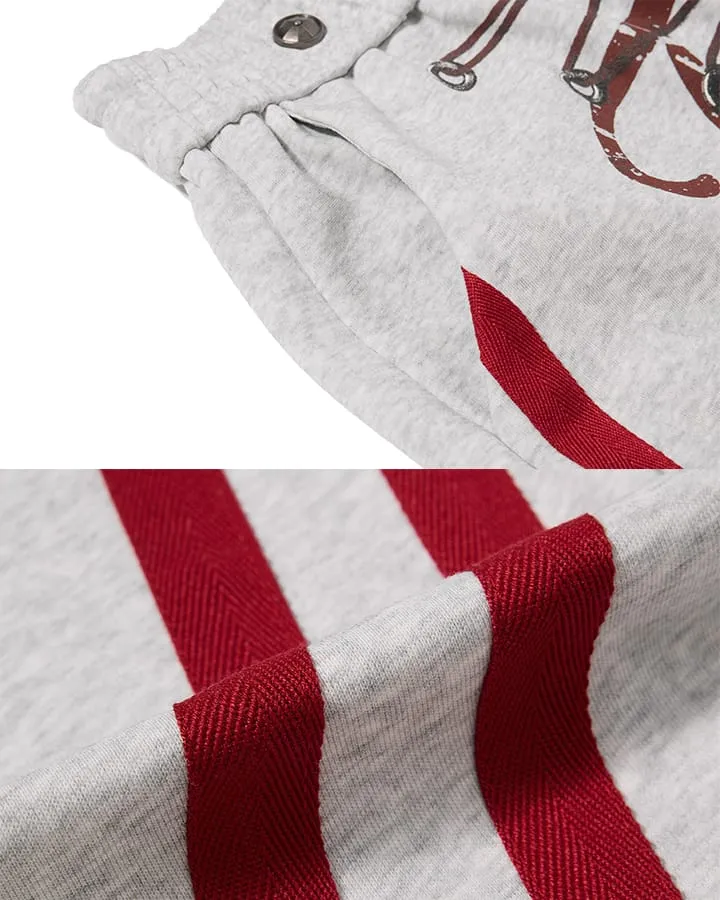 KIIKIO Y2K Lace-Up Stripe Curved Blade Pants