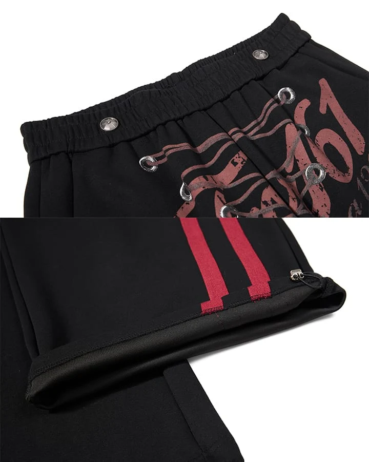 KIIKIO Y2K Lace-Up Stripe Curved Blade Pants