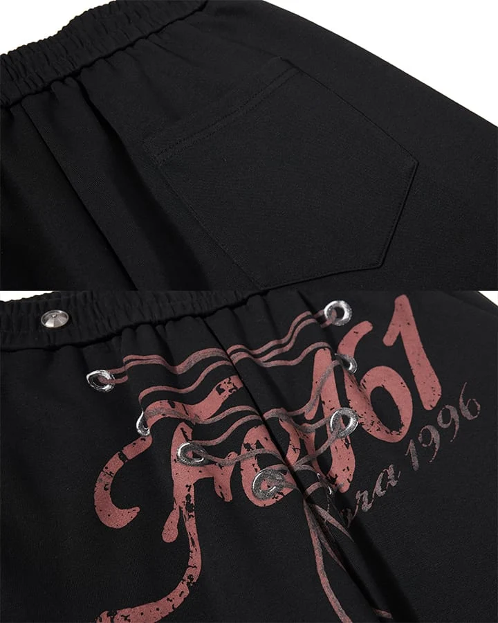 KIIKIO Y2K Lace-Up Stripe Curved Blade Pants