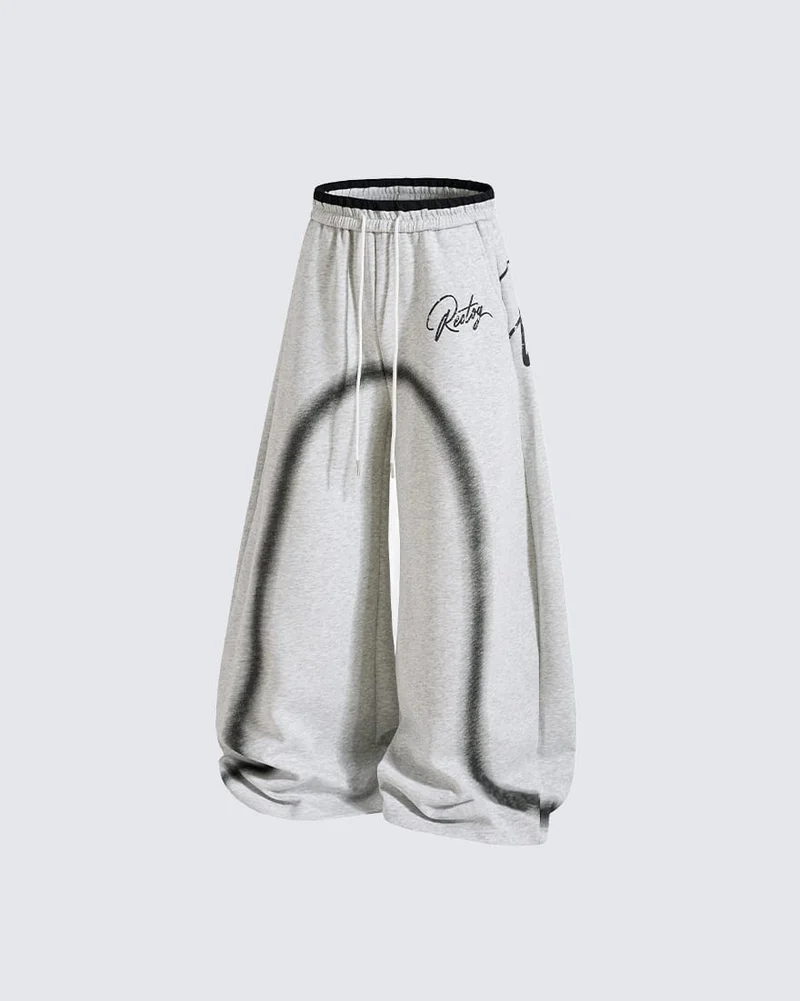 KIIKIO Y2K Airbrush Curved Blade Baggy Pants