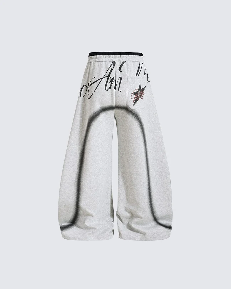KIIKIO Y2K Airbrush Curved Blade Baggy Pants