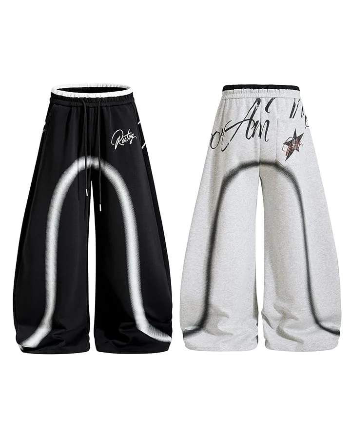KIIKIO Y2K Airbrush Curved Blade Baggy Pants