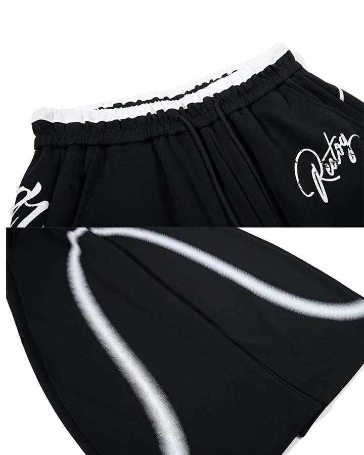 KIIKIO Y2K Airbrush Curved Blade Baggy Pants