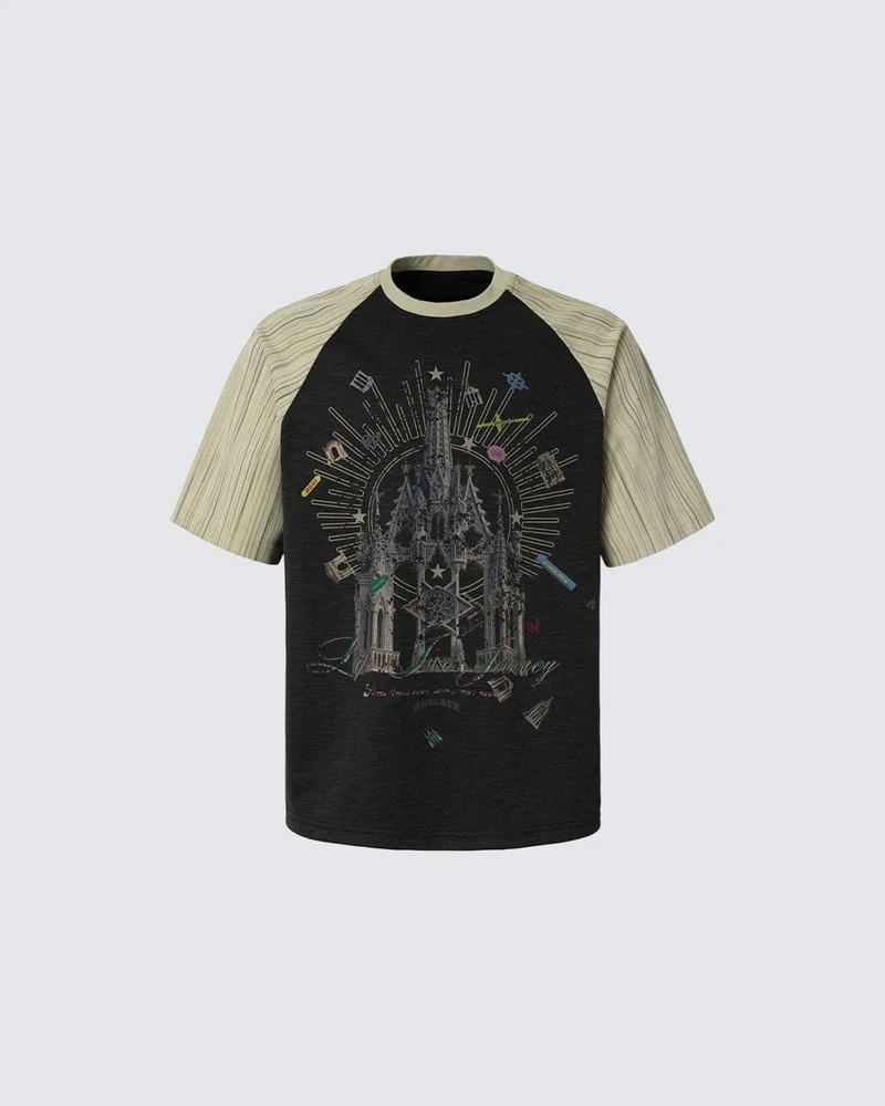 KIIKIO Gothic Cathedral Graphic Raglan Short-Sleeve T-Shirt