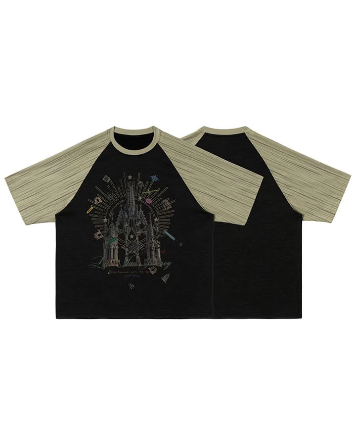 KIIKIO Gothic Cathedral Graphic Raglan Short-Sleeve T-Shirt