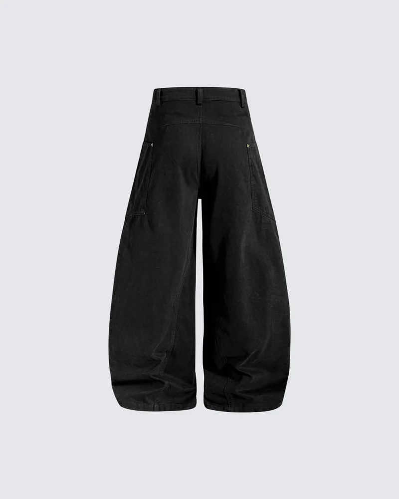 KIIKIO Utility Washed Baggy Curved Leg Pants