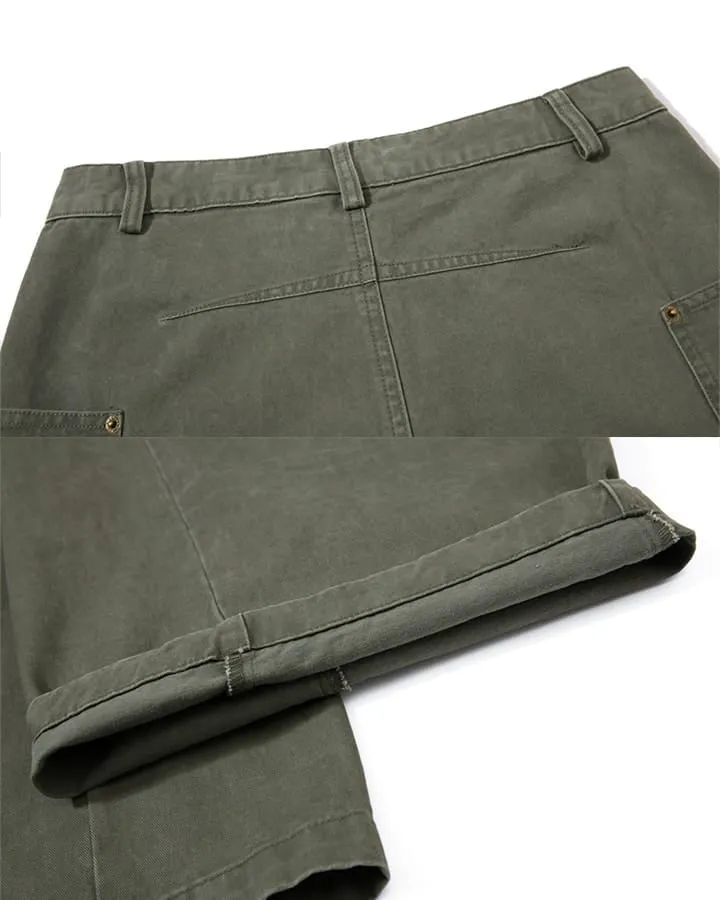 KIIKIO Utility Washed Baggy Curved Leg Pants