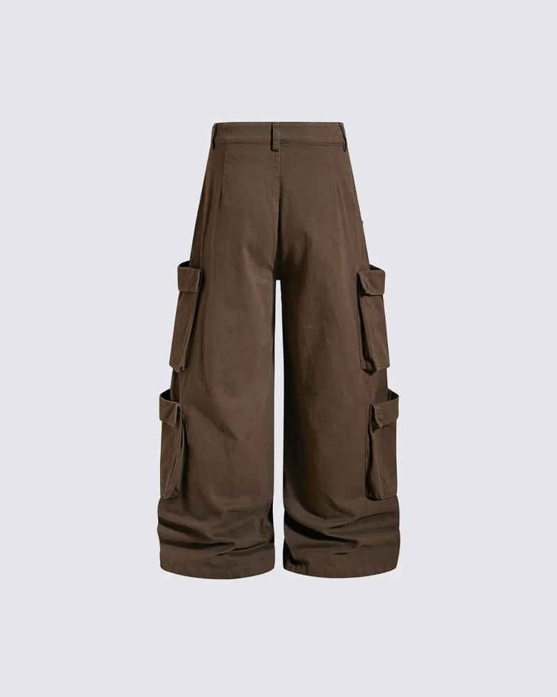 KIIKIO Street Studded Graphic Multi-Pocket Wide-Leg Pants