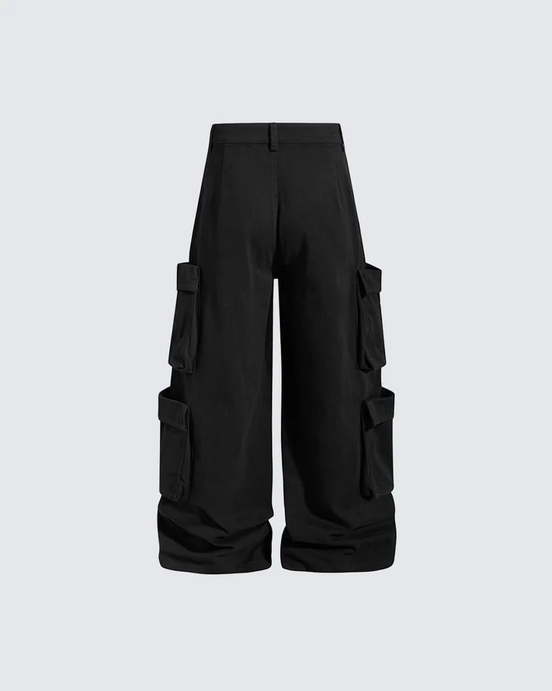 KIIKIO Street Studded Graphic Multi-Pocket Wide-Leg Pants