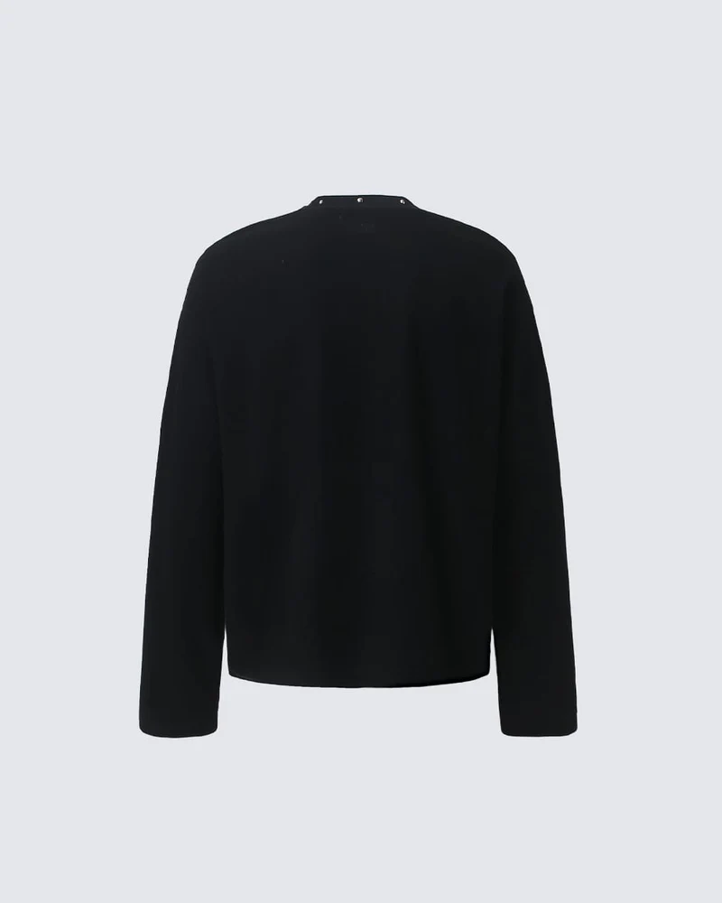 KIIKIO Street Newspaper Graphic Studded Long-Sleeve T-Shirt