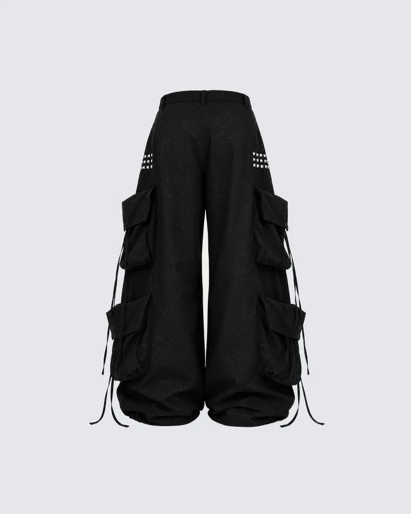 KIIKIO Punk Studded Multi-Pocket Baggy Cargo Pants