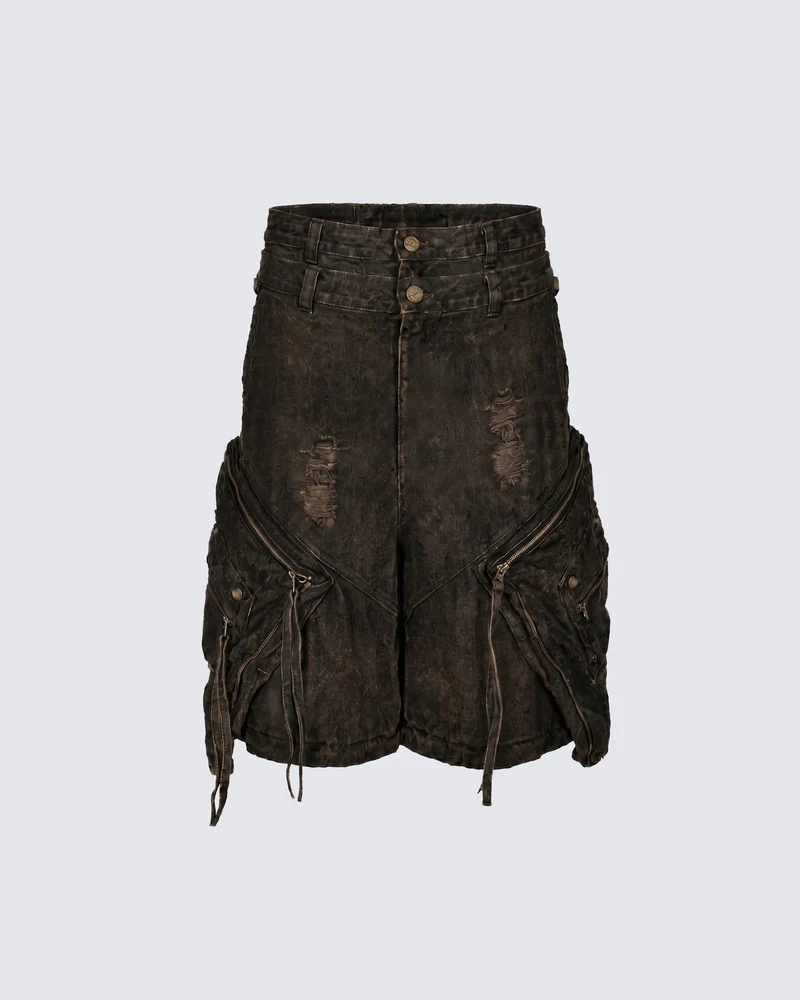 KIIKIO Retro Double-Waistband Bermuda Shorts