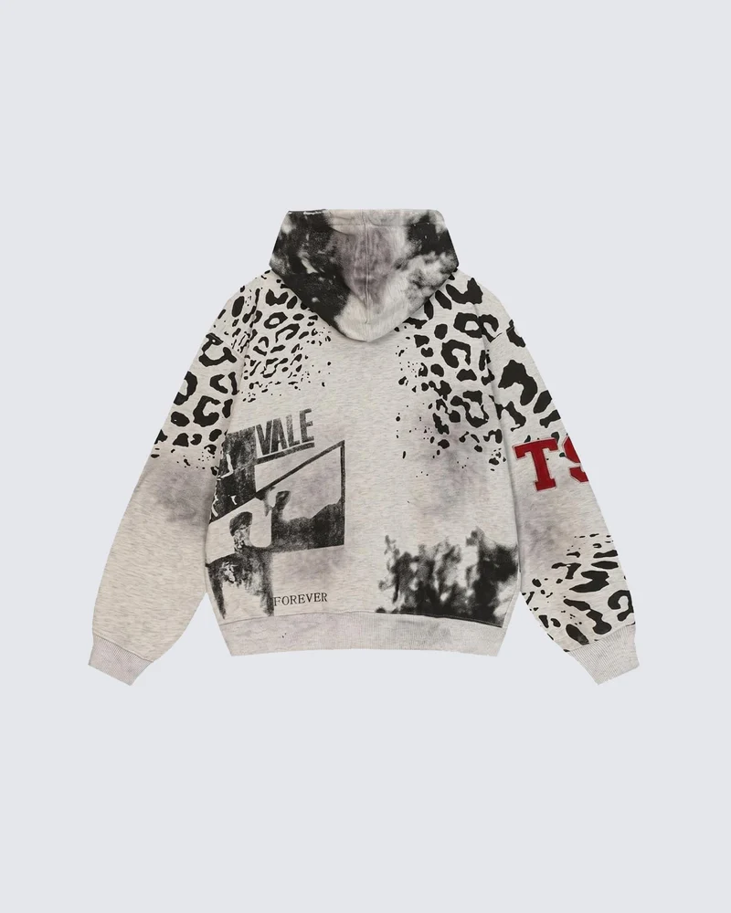 KIIKIO Vintage Leopard Graphic Zip Hoodie