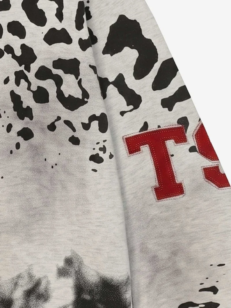 KIIKIO Vintage Leopard Graphic Zip Hoodie