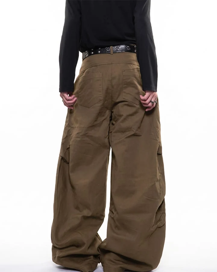 KIIKIO Gothic Buckle Draped Wide Leg Pants