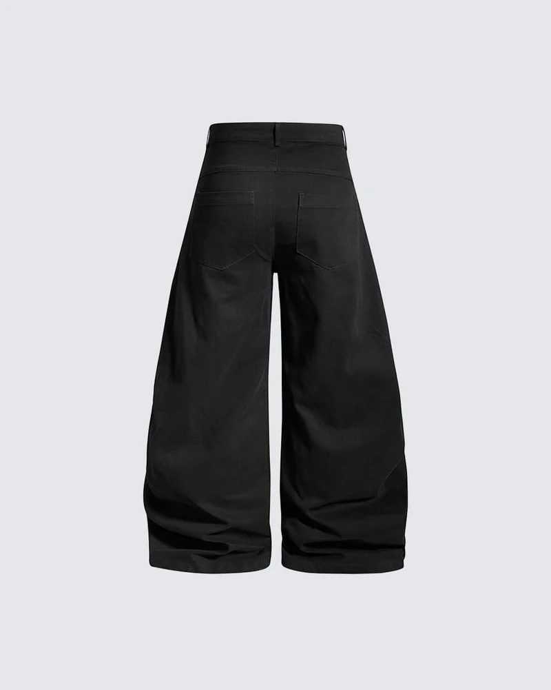 KIIKIO Gothic Buckle Draped Wide Leg Pants