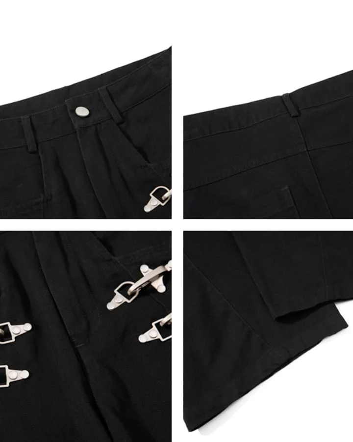 KIIKIO Gothic Buckle Draped Wide Leg Pants