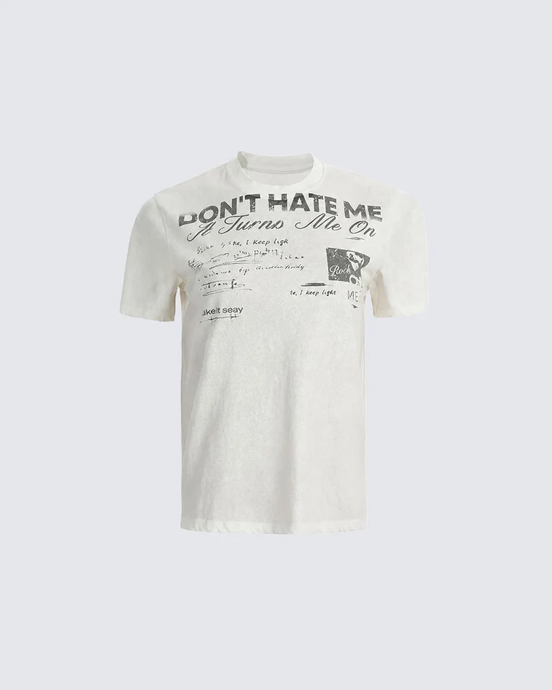 KIIKIO Vintage Washed Letter Graphic T-Shirt