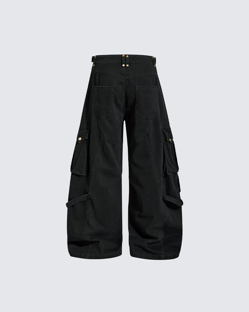 KIIKIO Vintage Utility Cargo Wide Leg Pants
