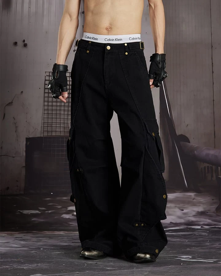 KIIKIO Vintage Utility Cargo Wide Leg Pants