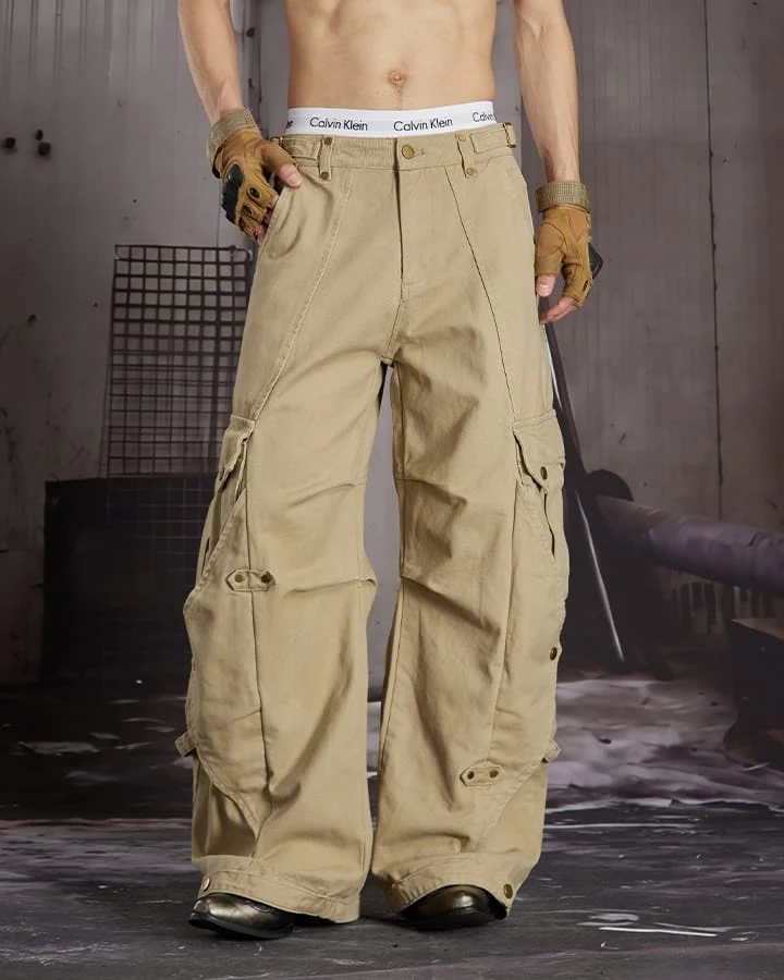 KIIKIO Vintage Utility Cargo Wide Leg Pants