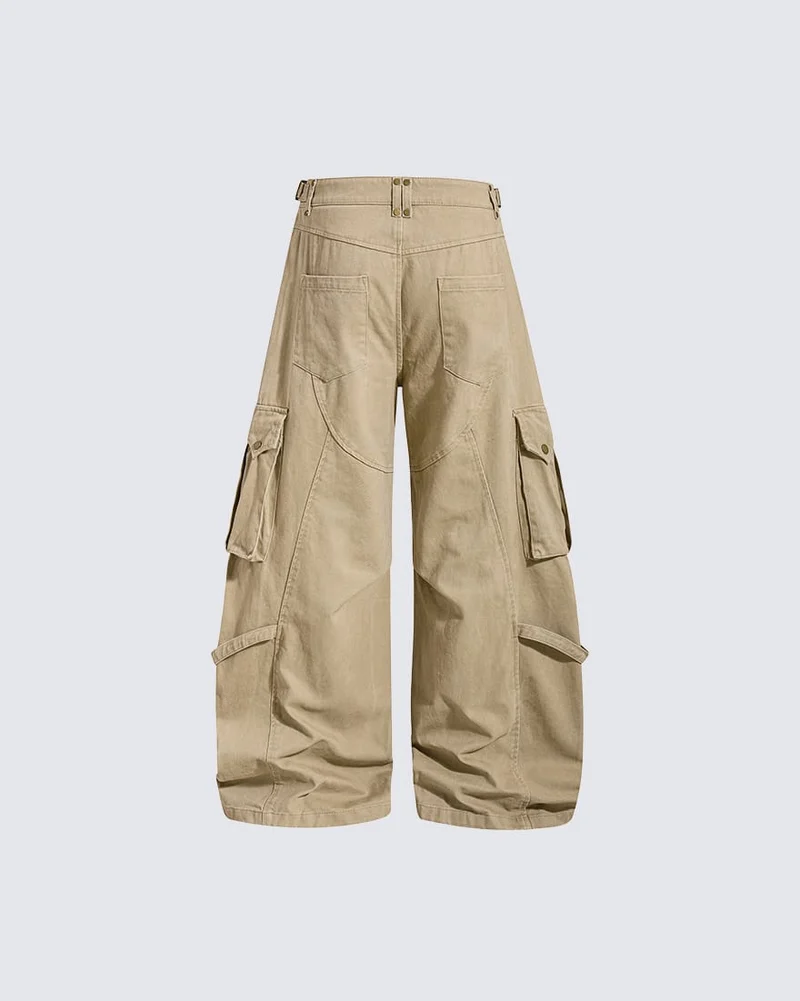 KIIKIO Vintage Utility Cargo Wide Leg Pants